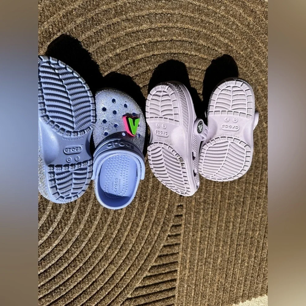 CROCS Bundle: 2 Kid Clog Waterproof Play Shoe Slip-On Light Purple C7 C8